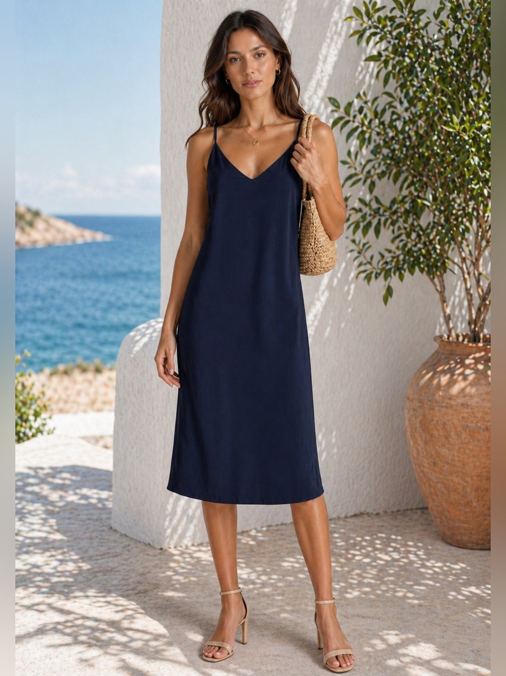 Bishop + Young Navy Slip Dress Size Medium